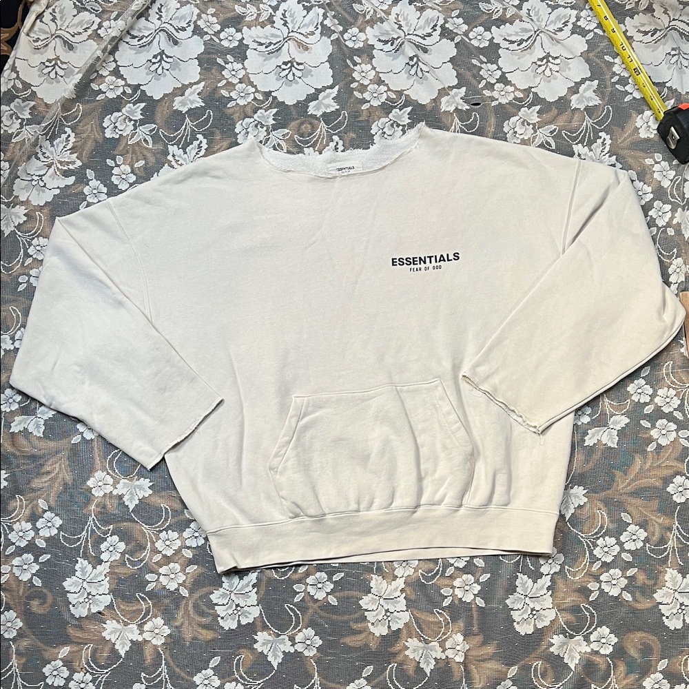 Essentials Fear Of God Off-White Crew Neck Sweater Cut Off